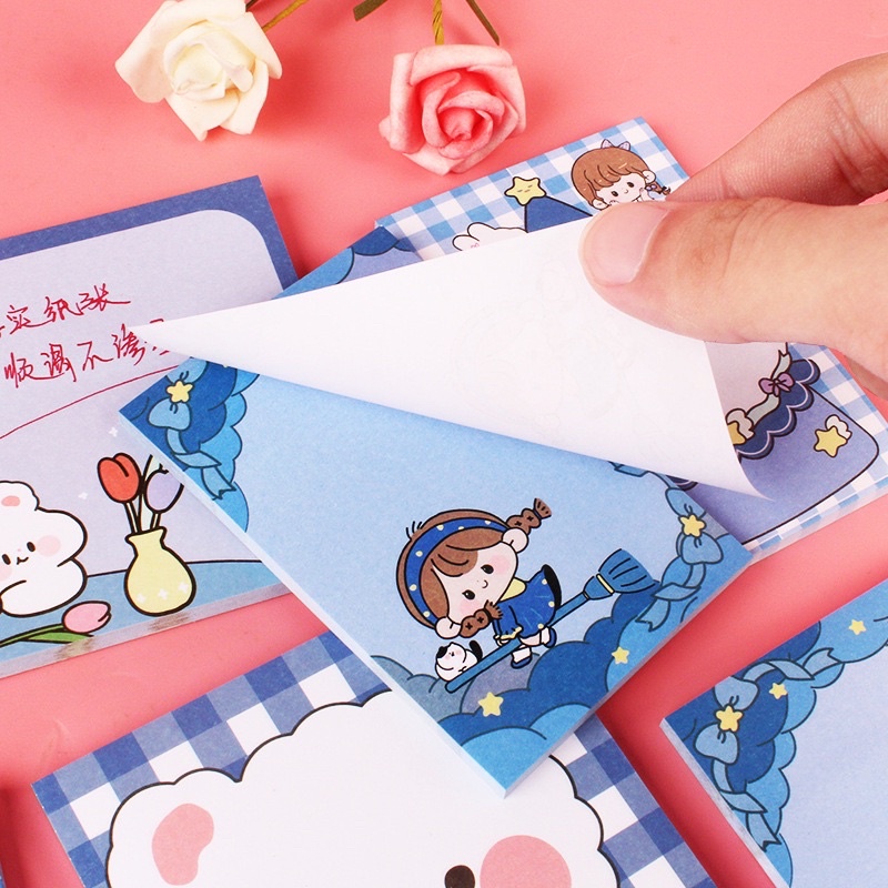 Set 50 tờ giấy ghi chú màu xanh dễ thương