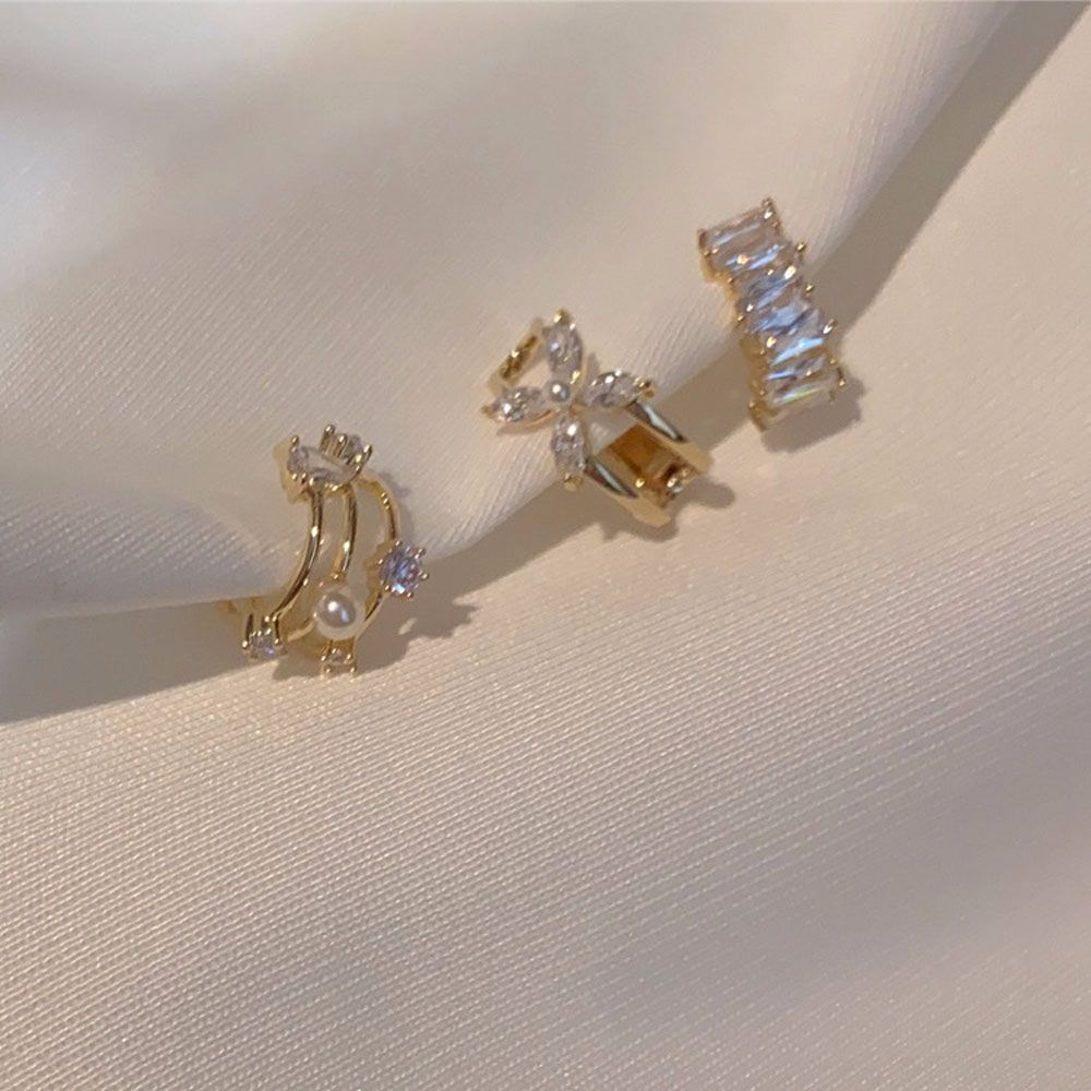 Khuyên Kẹp Vành Tai Đính Đá Zircon / Ngọc Trai Thời Trang Thanh Lịch