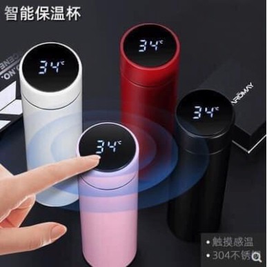 Bình giữ nhiệt cute mini nắp cảm ứng nhiệt độ Inox 304 cao cấp không tỏa nhiệt ra bình dung tích 500ml MiibooShi SF1707