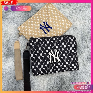 Túi xách mlb monogram clutch bag black & beige b480