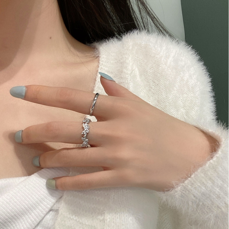 Nhẫn Hở Hình Bướm Đính Đá Phong Cách Hàn Quốc