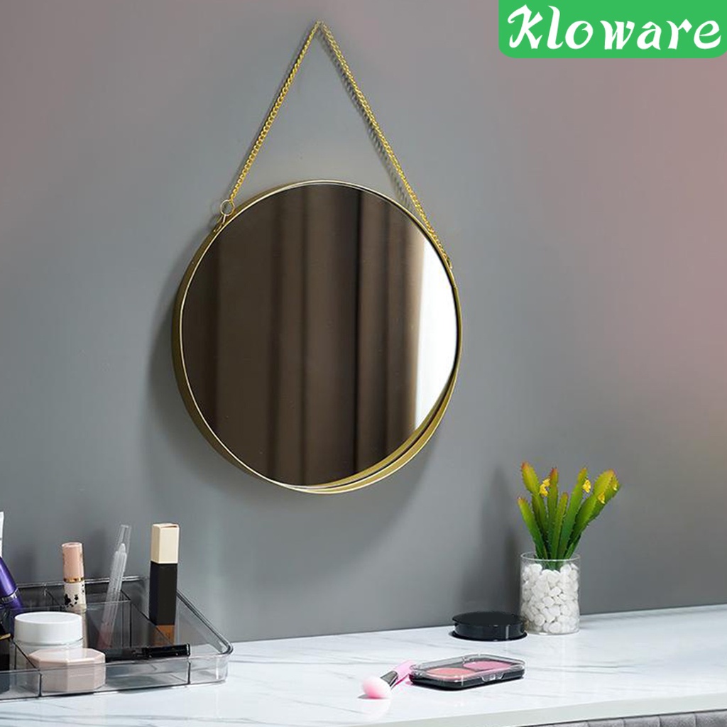 [Kloware] Gương Tròn Gắn Tường Trang Điểm Trang Trí Phòng / Trang Điểm Khung Màu Vàng