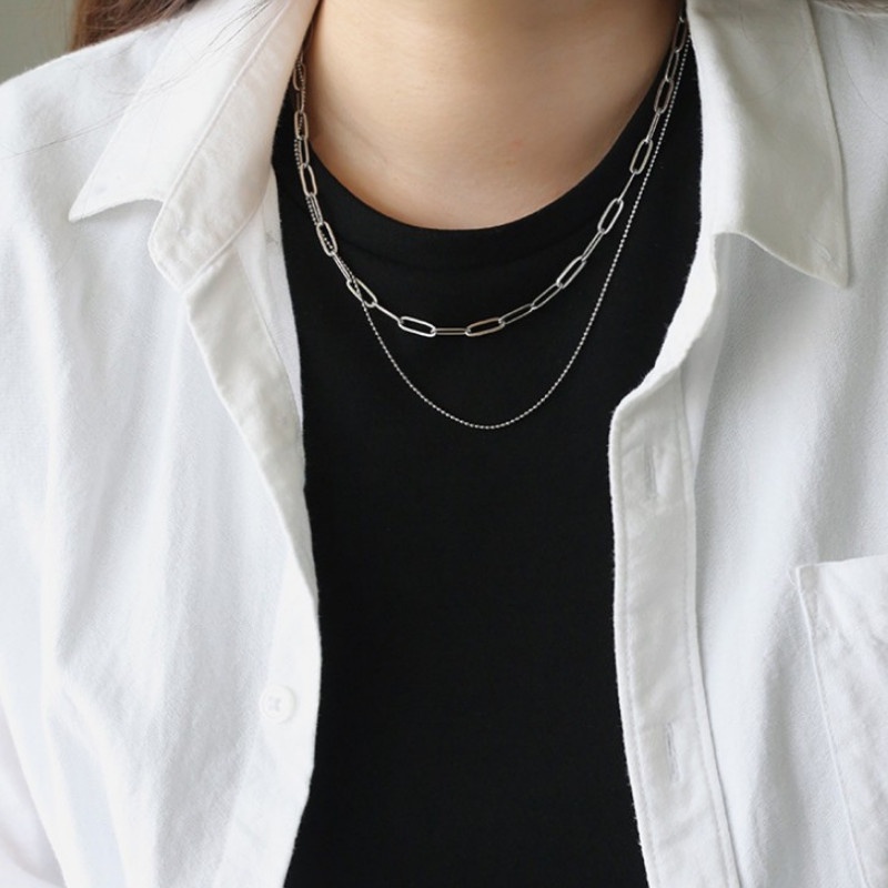 Dây Chuyền 2 Tầng Titan Ko Đen TT 3899