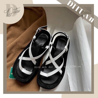 (VIDEO THẬT) Giày Sandal Nữ Đi Học Đế Xuồng 3,5cm - Xăng Đan Nữ Đi Chơi, Giày Sandal Đan Chéo