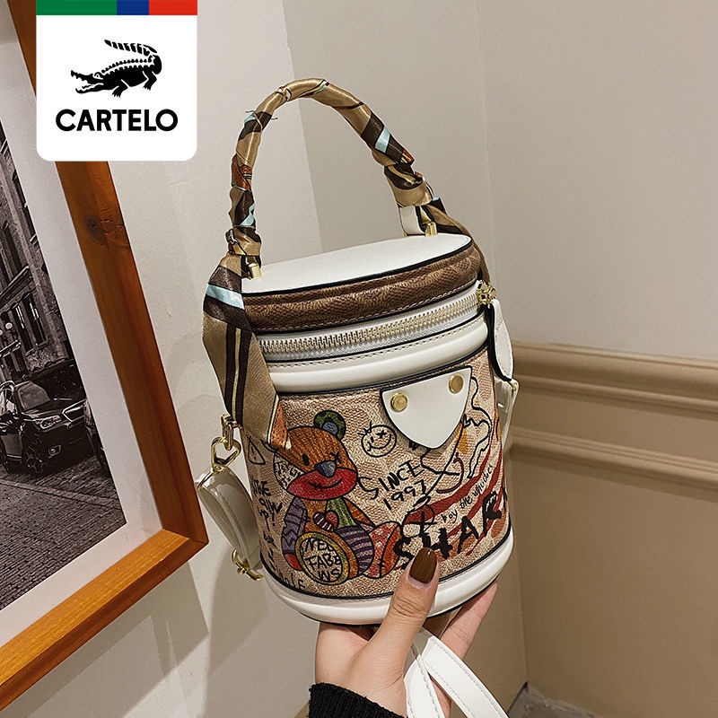 Túi Xách Bucket Hình Trụ In Họa Tiết Graffiti Thời Trang Dành Cho Nữ 2022