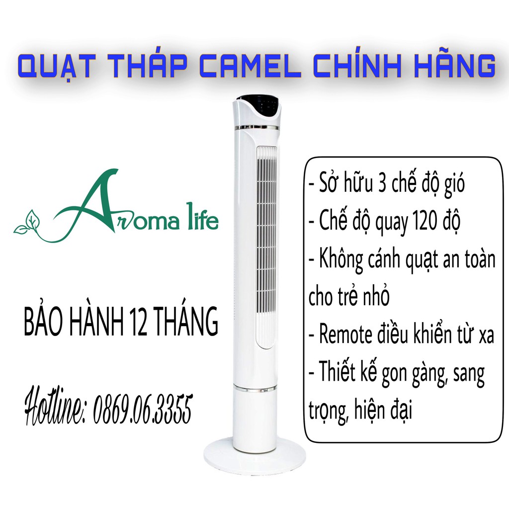Quạt Tháp Camel 🍀FREESHIP🍀 Quạt tháp chính hãng không cánh, an toàn trẻ nhỏ - BẢO HÀNH 12 THÁNG