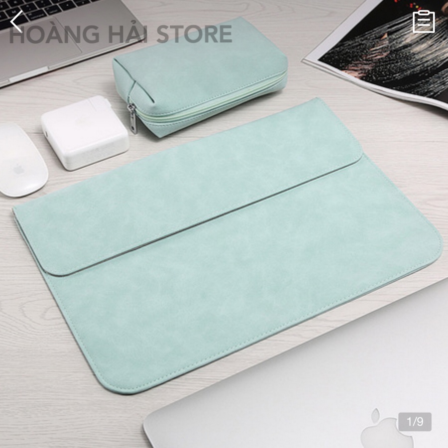 Bao da chống sốc cho macbook, laptop, surface chất da lộn kèm ví
