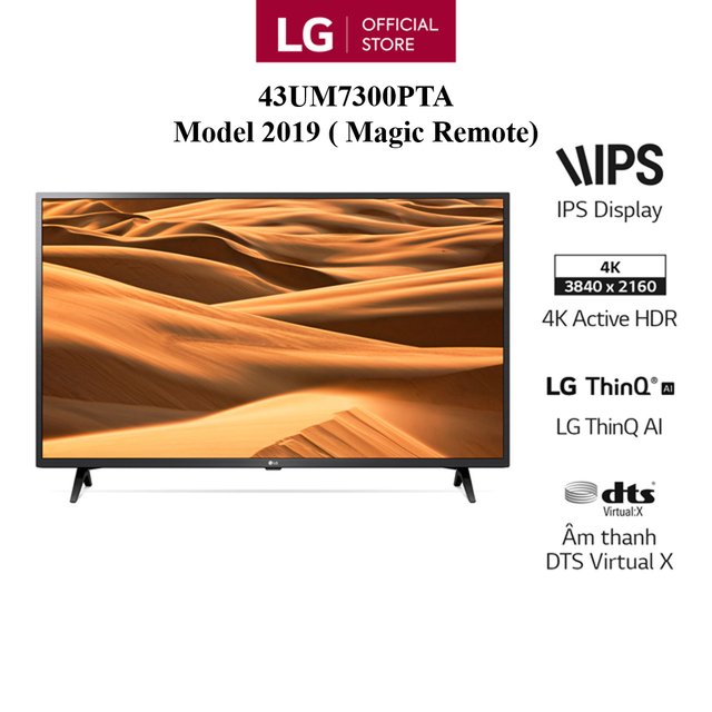[Mã ELLGAPR giảm 6% đơn 300K] Smart Tivi LG 43 Inch UHD 4K 43UM7300PTA - Model 2019 - Miễn phí lắp đặt