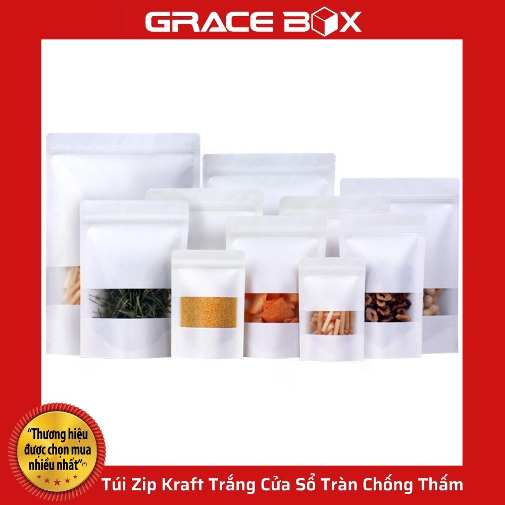 {Giá Sỉ} Túi Zip Kraft Trắng Cửa Sổ Tràn Chống Thấm - Siêu Thị Bao Bì Grace Box