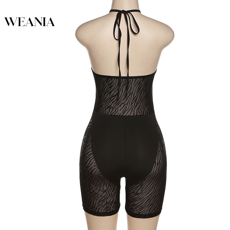 Áo Liền Quần Hở Lưng Họa Tiết Kẻ Sọc Phong Cách Đường Phố Quyến Rũ Cho Nữ