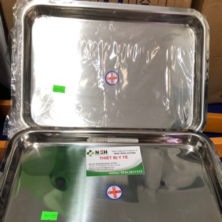 Mâm inox Khay chữ nhật, khay inox y tế, khay inox hình chữ nhật đựng dụng cụ y tế cỡ 32cm x 23cm x 2cm (Khay đúc)