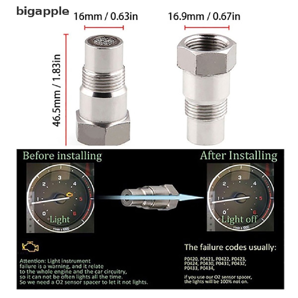 Bigapple Car Oxygen O2 Sensor M18X1.5mm CEL Fix Check Engine Light Eliminator Adapter RDG