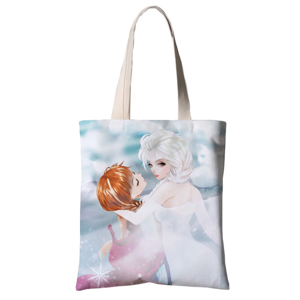 ♛Túi Đeo Vai Vải Canvas In Hoạt Hình Công Chúa Băng Giá Aisha Anna Merchandise Dành Cho Học Sinh