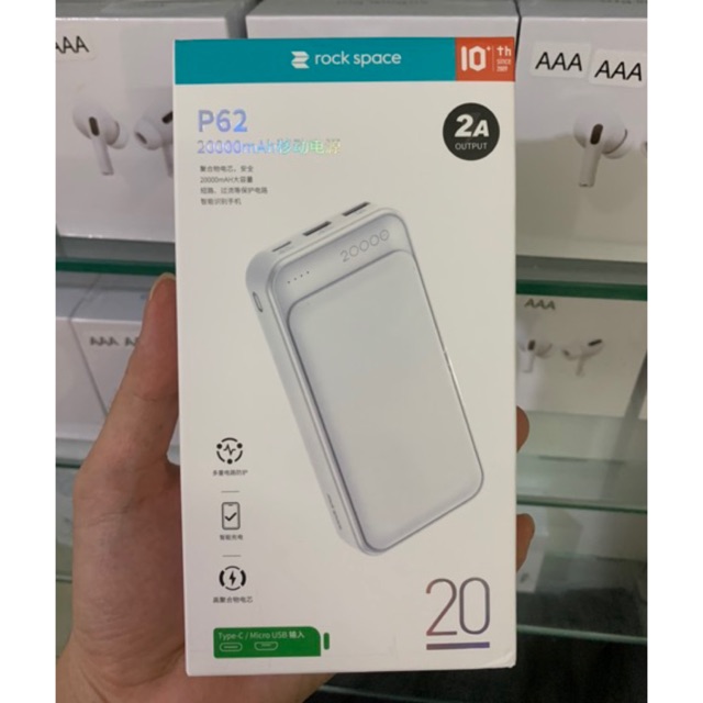 Sạc dự phòng Rock Space P65 - Dung lượng 20000 Mah- chính hãng