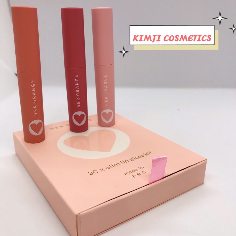 SET 3 CÂY SON KEM LÌ TRÁI TIM HERORANGE 3C X-SLIM LIP GLOSS KIT HÀNG NỘI ĐỊA TRUNG SIÊU HOT | BigBuy360 - bigbuy360.vn
