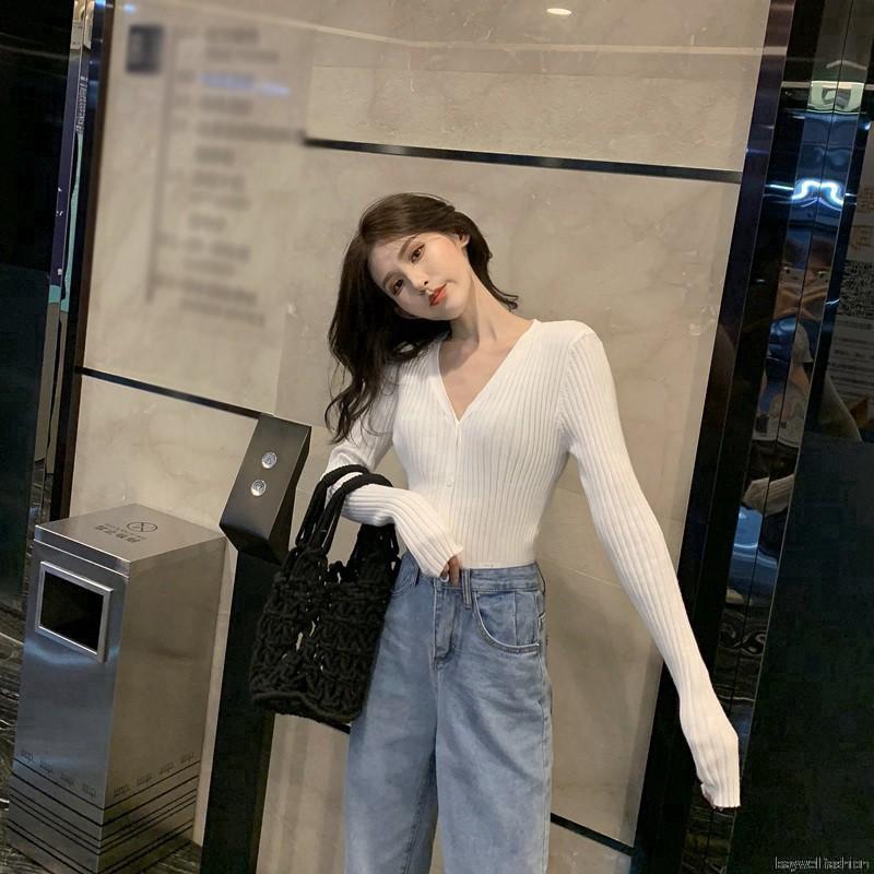 [Baywellfashion]Áo khoác cardigan cổ chữ V màu trơn thời trang Hàn Quốc | BigBuy360 - bigbuy360.vn