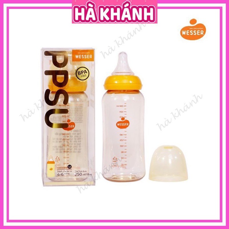 [Mã MKBC245 giảm 8% đơn 400K] Bình Sữa Wesser PPSU Cổ Hẹp 240ml ( mẫu mới )