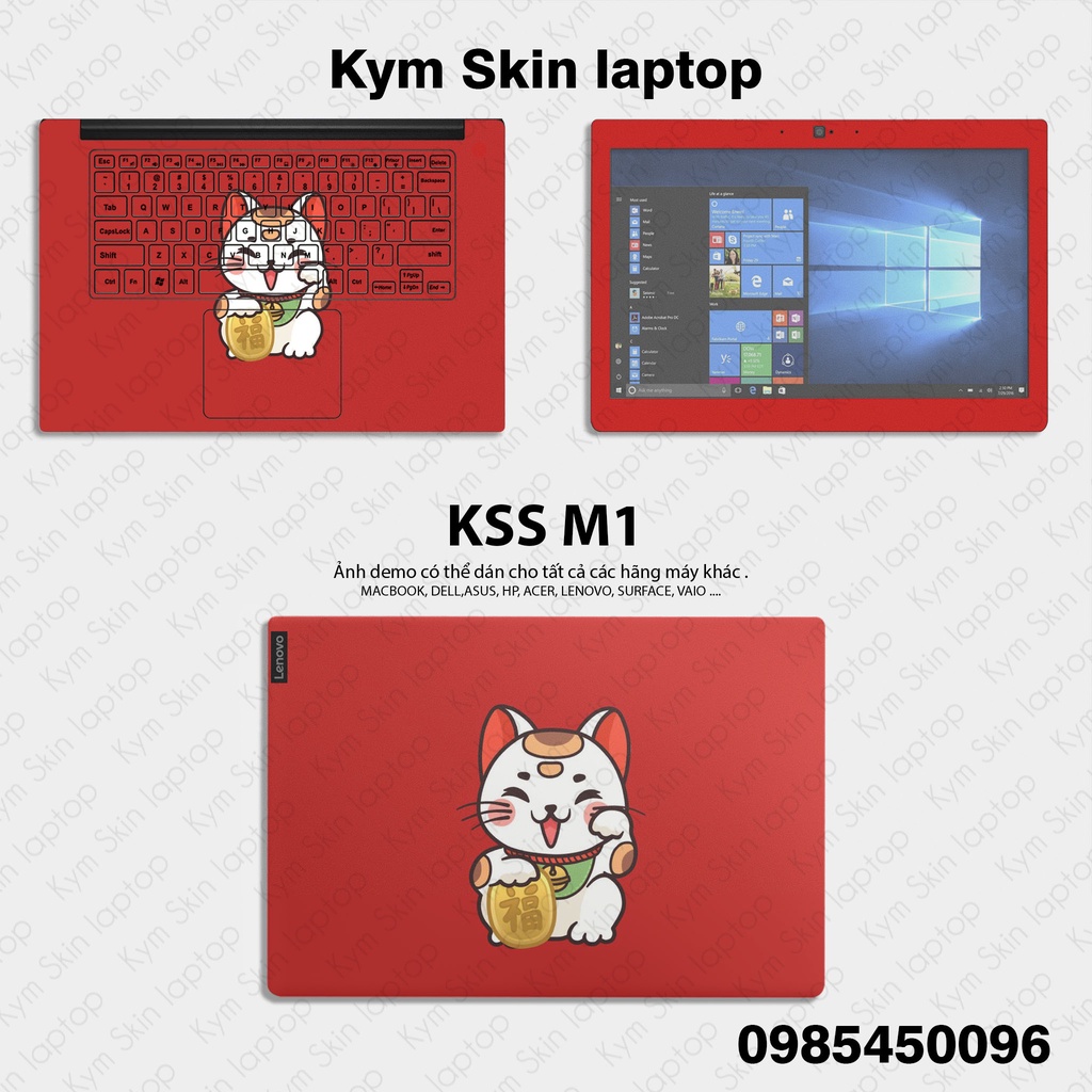 Skin Dán Laptop - MÈO THẦN TÀI - Miếng Dán Decan Laptop Cắt Sẵn Theo Từng Máy