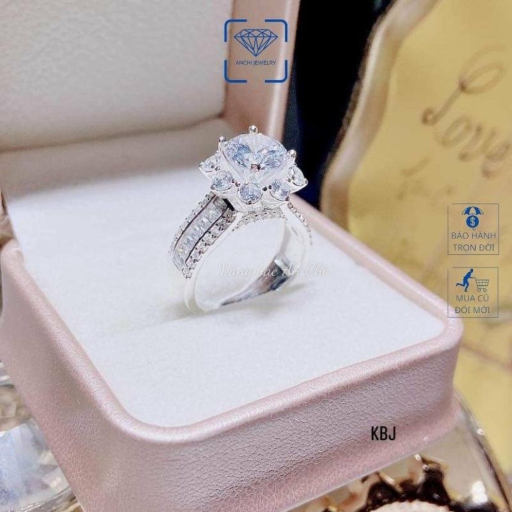 Nhẫn hoa sen ổ đá cao, chuẩn bạc ta bao sáng đẹp - Anchi jewelry. ( inbox shop mẫu đã chọn)