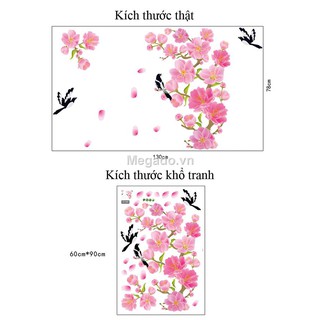 Decal hoa đào sắc xuân A439