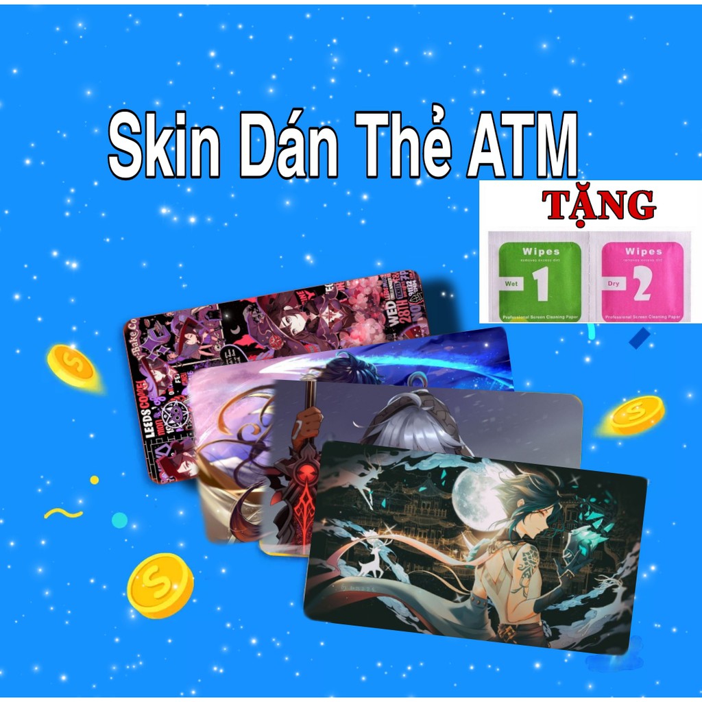 Skin decal dán thẻ ATM 3 chống nước & xướt - Decal Chủ đề nhân vật Genshin Impact [FREESHIP + HOÀN XU] Phụ kiện Genshin