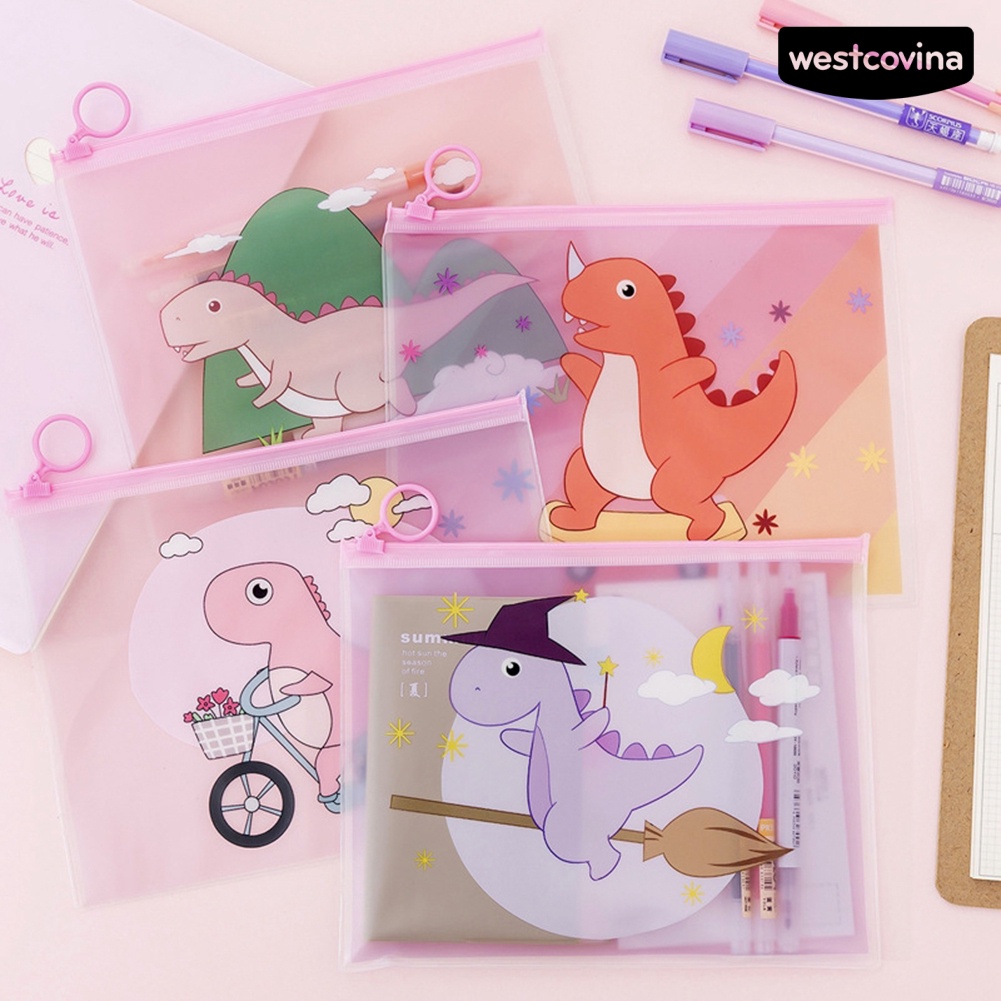 [Hot]✍Túi Đựng Bút Chì Hình Khủng Long Phối Nhẫn Dễ Thương Cho Học Sinh