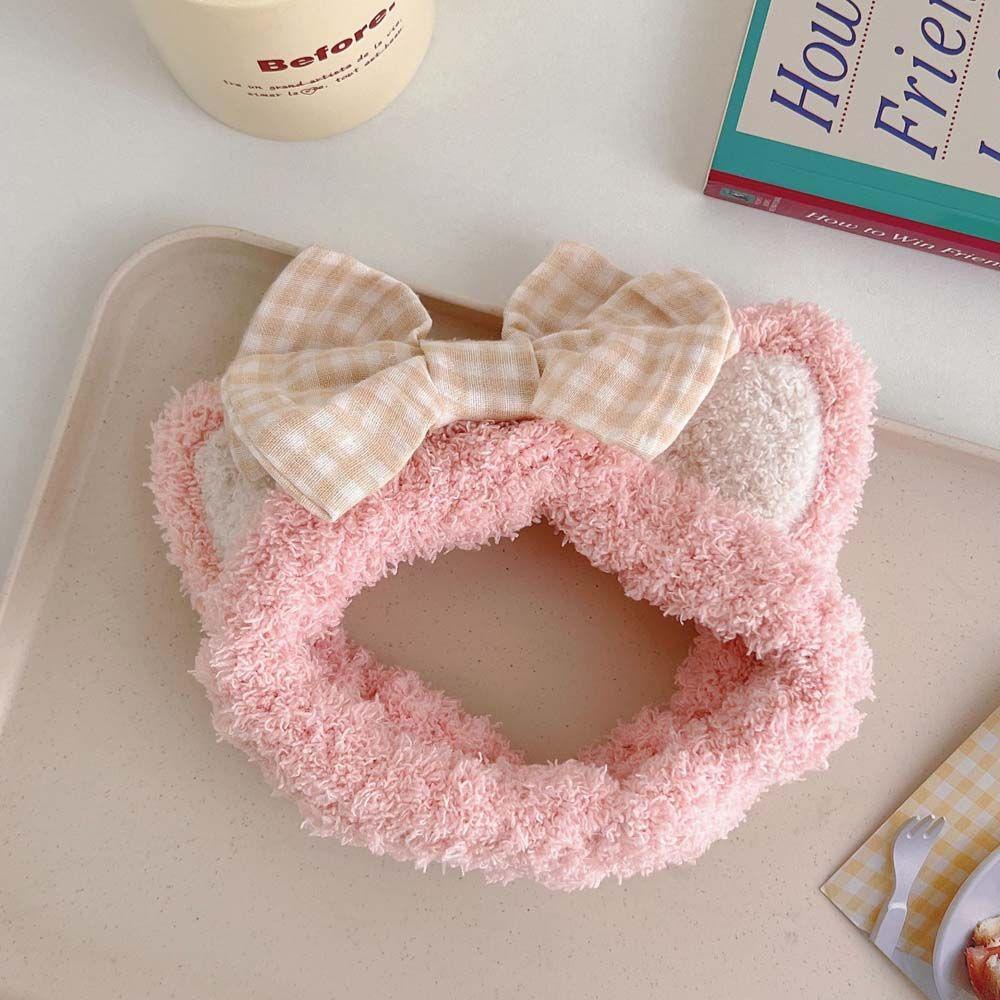 Băng Đô Cài Tóc Co Giãn Hình Tai Thỏ Bằng Vải Lông Dễ Thương