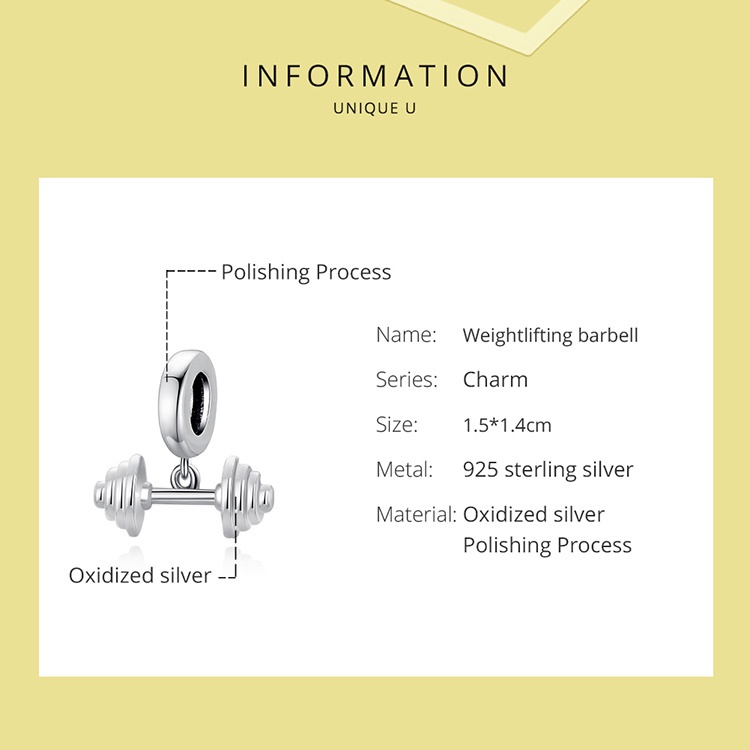 Phụ kiện vòng tay BAMOER SCC2052 Bạc Sterling 925 hình thanh tạ hợp thời trang thích làm thủ công