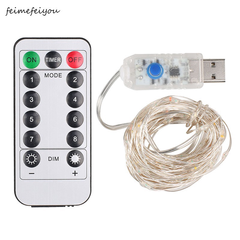 Cuộn 20m dây đèn LED 200 bóng đầu cắm USB và điều khiển từ xa