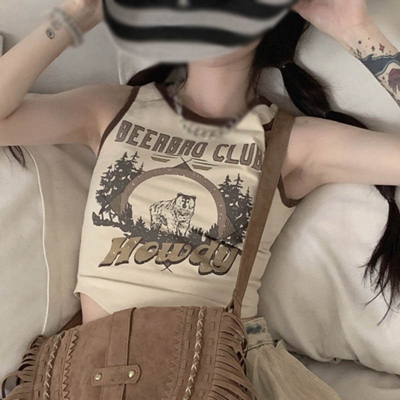 Áo Croptop Sát Nách Cổ Tròn Thiết Kế Trẻ Trung Cho Nữ