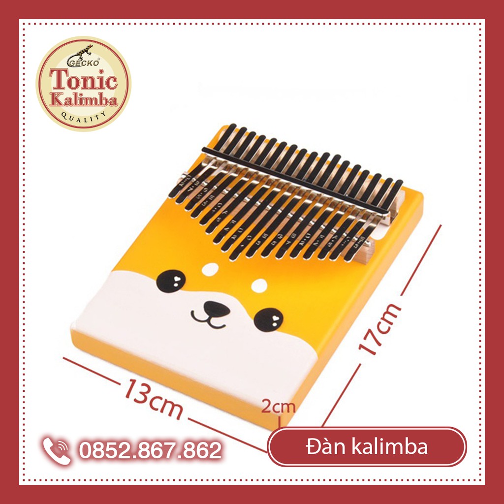 Đàn kalimba Tonic 17 phím gỗ Mai in hình kute tổng hợp TONIC-TH01 Hàng chính hãng