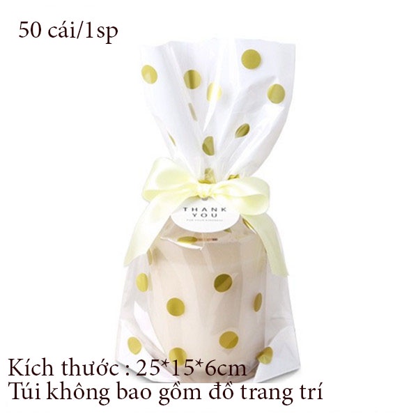 Túi đựng bánh, kẹo có đế họa tiết có đáy thiết kế dây buộc, kích thước 15x25+6 -  VUA BAO BÌ