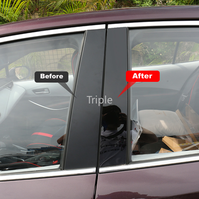 Bộ 16 Miếng Dán Trang Trí Cửa Sổ Xe Hơi Toyota Corolla Altis 2019 2020 Màu Đen Bằng PC Bóng