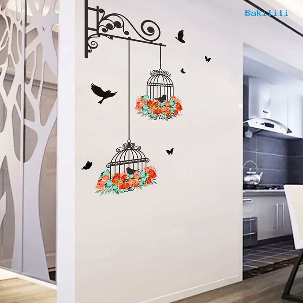 Giấy Dán Tường Bằng PVC Hình Lồng Chim Dễ Thương Trang Trí Nhà Cửa
