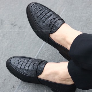 Giày lười nam công sở da bò nguyên tấm đế khâu K11