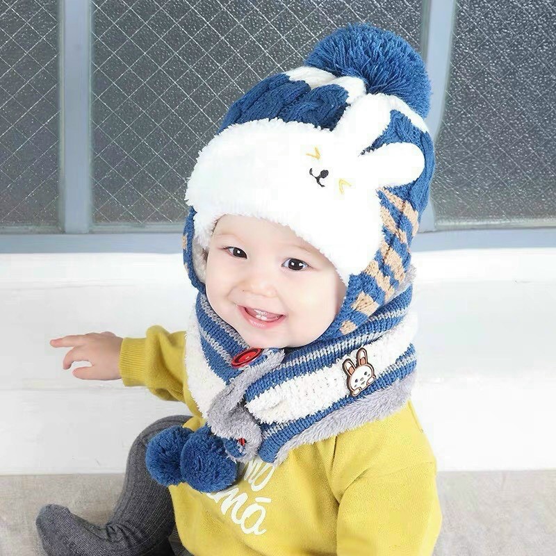 [Lông]Set khăn mũ Thỏ cho bé mã 38044