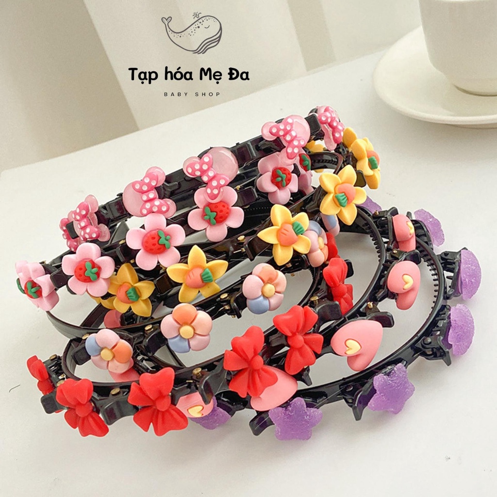 Băng đô cài tóc nơ vải caro nhiều màu phong cách Hàn Quốc đáng yêu cho bé gái