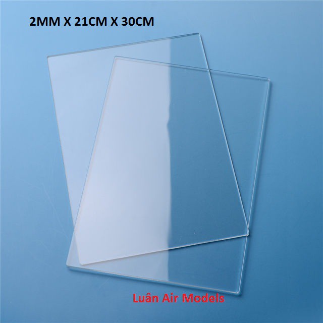 2mm 21x30cm A4 Combo 2 tấm nhựa mica cứng trong suốt làm hồ cá, hộp, ốp biển số, cắt theo yêu cầu (VA132x2) - Luân Air