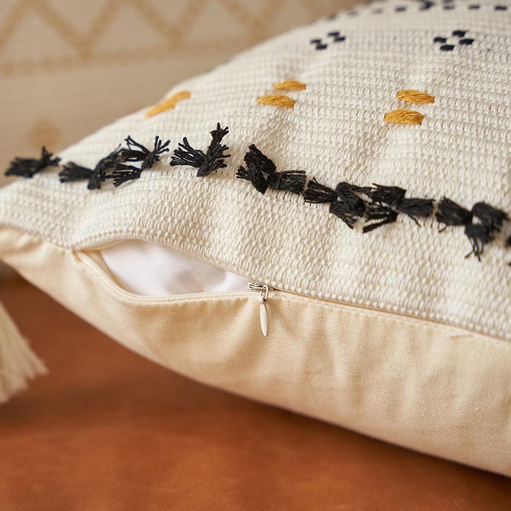 Vỏ Gối Tựa Bằng Vải Dệt Tay Phối Tua Rua Trang Trí Phòng Khách Phong Cách Boho