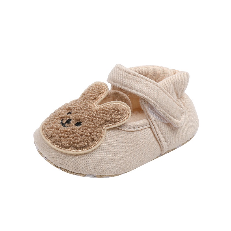 Giày vải cotton chống trượt hình thỏ/ gấu dễ thương dành cho trẻ em 0-2 tuổi