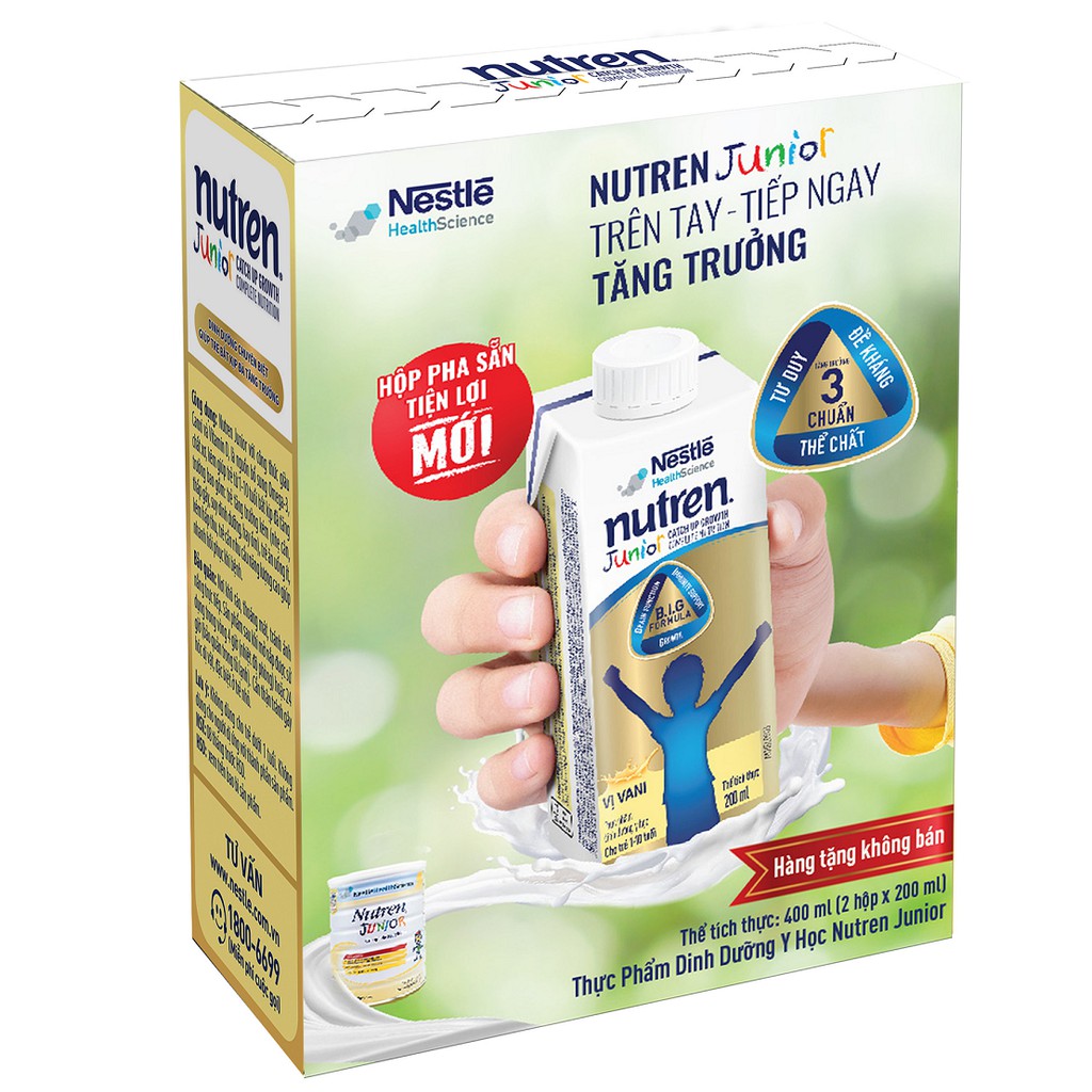 [Mã FMCG80 giảm 10% đơn từ 400K] [MKB Gift] 2 Hộp Sữa Dinh Dưỡng Nutren Junior - Hộp Pha Sẵn Tiện Lợi - 200ml/Hộp