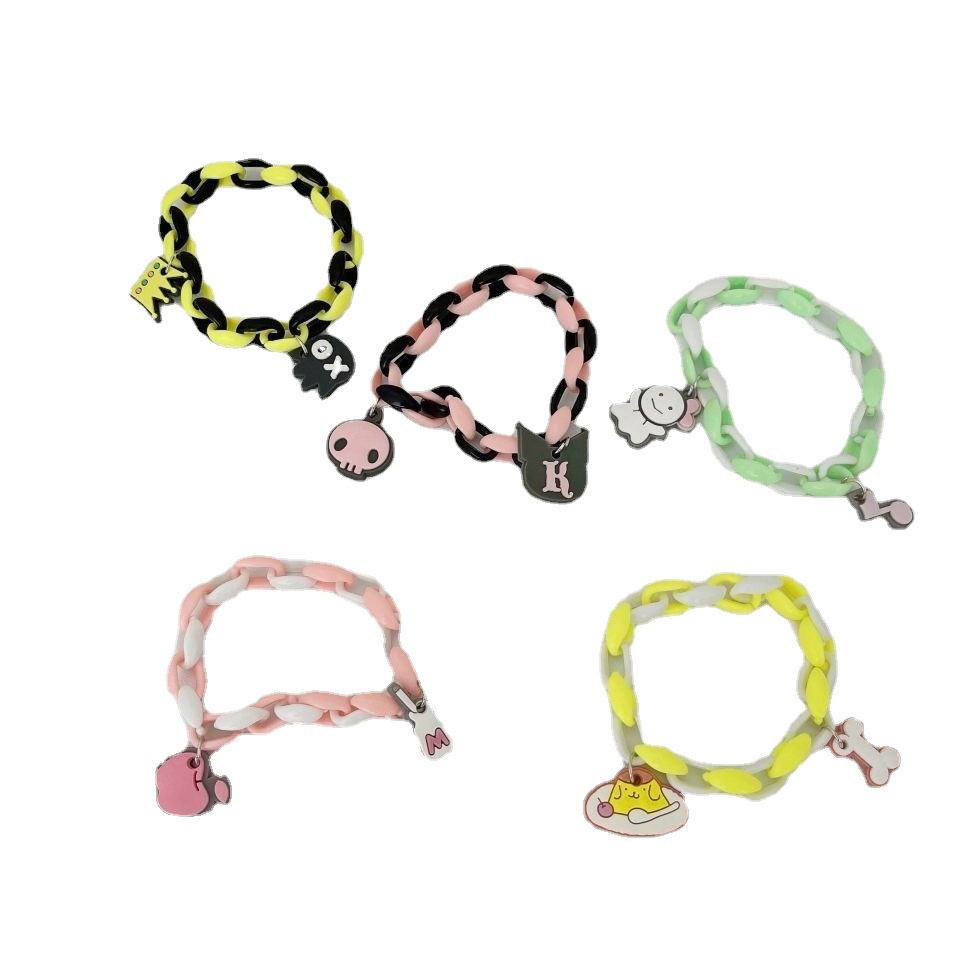 Vòng Tay Nữ May Mắn Chuỗi Acrylic Hai Màu Hoạt Hình Dễ Thương Phụ Kiện Trang Sức VòNg Tay Đôi Bạn Thân