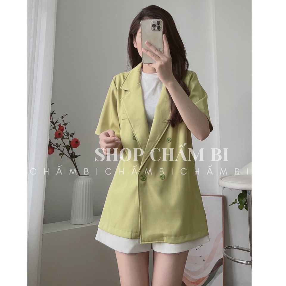 Áo blazer nữ A.328, Áo vest khoác ngoài cộc tay không túi 4 cúc trẻ trung - Thời trang nữ Chấm Bi | BigBuy360 - bigbuy360.vn