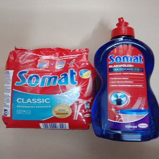combo bột rửa bát  nứớc làm bóng somat 750 ml