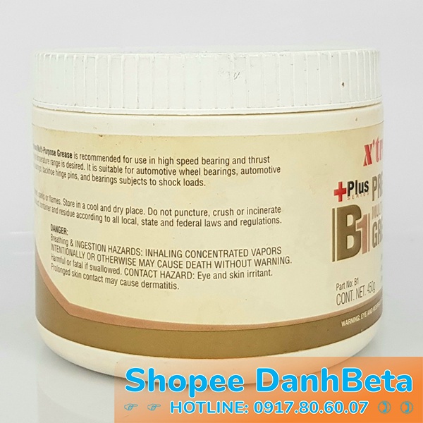 Mỡ Bò Bôi Trơn Chịu Nhiệt Chịu Nước Cao Cấp Xtraseal B1 Hũ 450gr