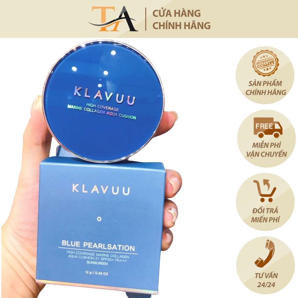 Phấn nước Klavuu Cushion Pearlsation Hight Coverage - Màu Xanh 12g