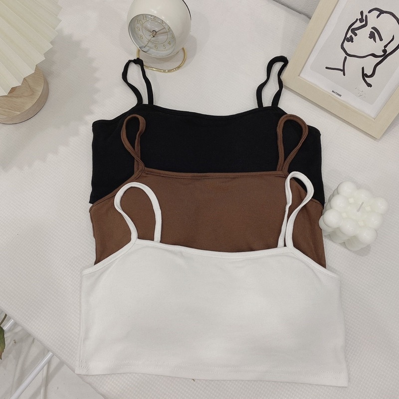 Áo bra nữ cotton dày dặn co giãn có mút form croptop