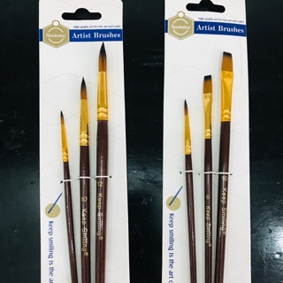 Bộ cọ vẽ 3 cây - Bộ cọ vẽ cán gỗ - cọ tròn , cọ bản giá tốt
