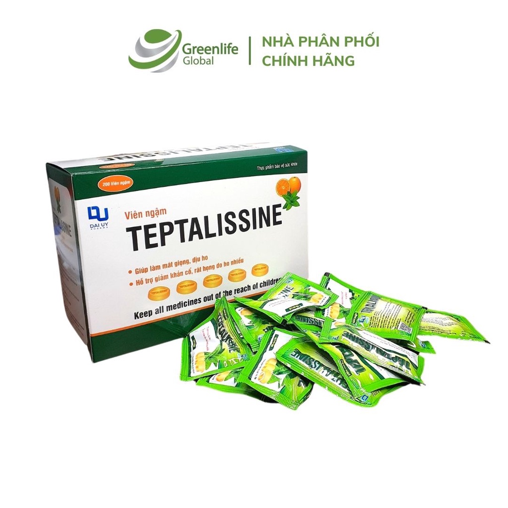 Kẹo ngậm ho Teptalissine DAI UY - Hỗ trợ giảm rát họng, khản tiếng, dịu họng (vị bạc hà hương tràm)