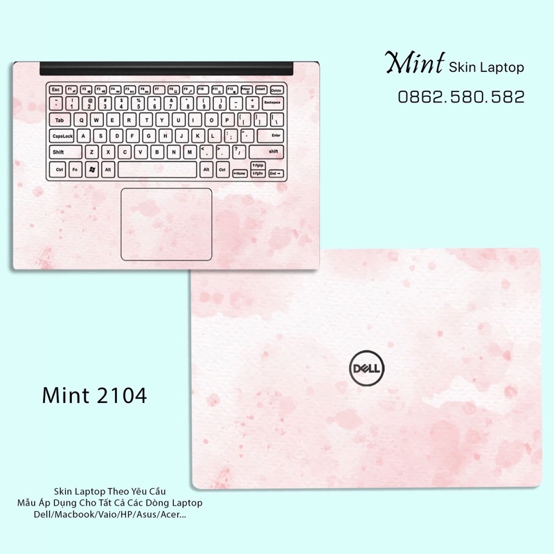 Miếng Skin Dán Laptop Mẫu Hồng Nhẹ - Mã Mint 2101 - Decal Dán Cho Mọi Loại Laptop - Không Dính Keo.